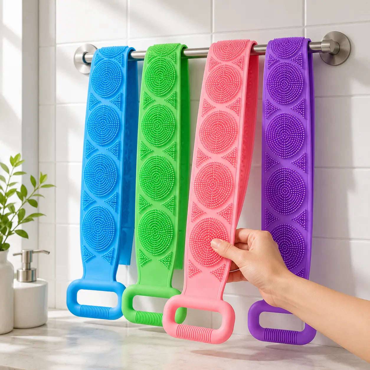 💦Silicone Bath Brush Double-Sided Exfoliating Back Scrubber