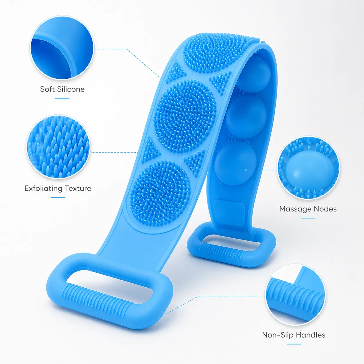 💦Silicone Bath Brush Double-Sided Exfoliating Back Scrubber